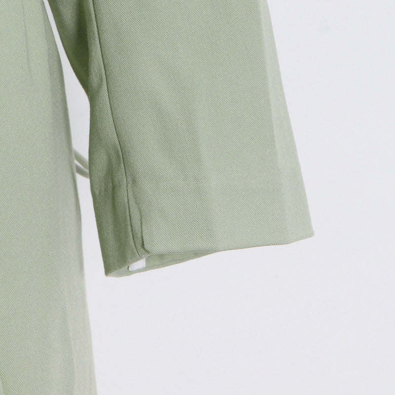 Matcha Green Slim Trench Coat Blazer