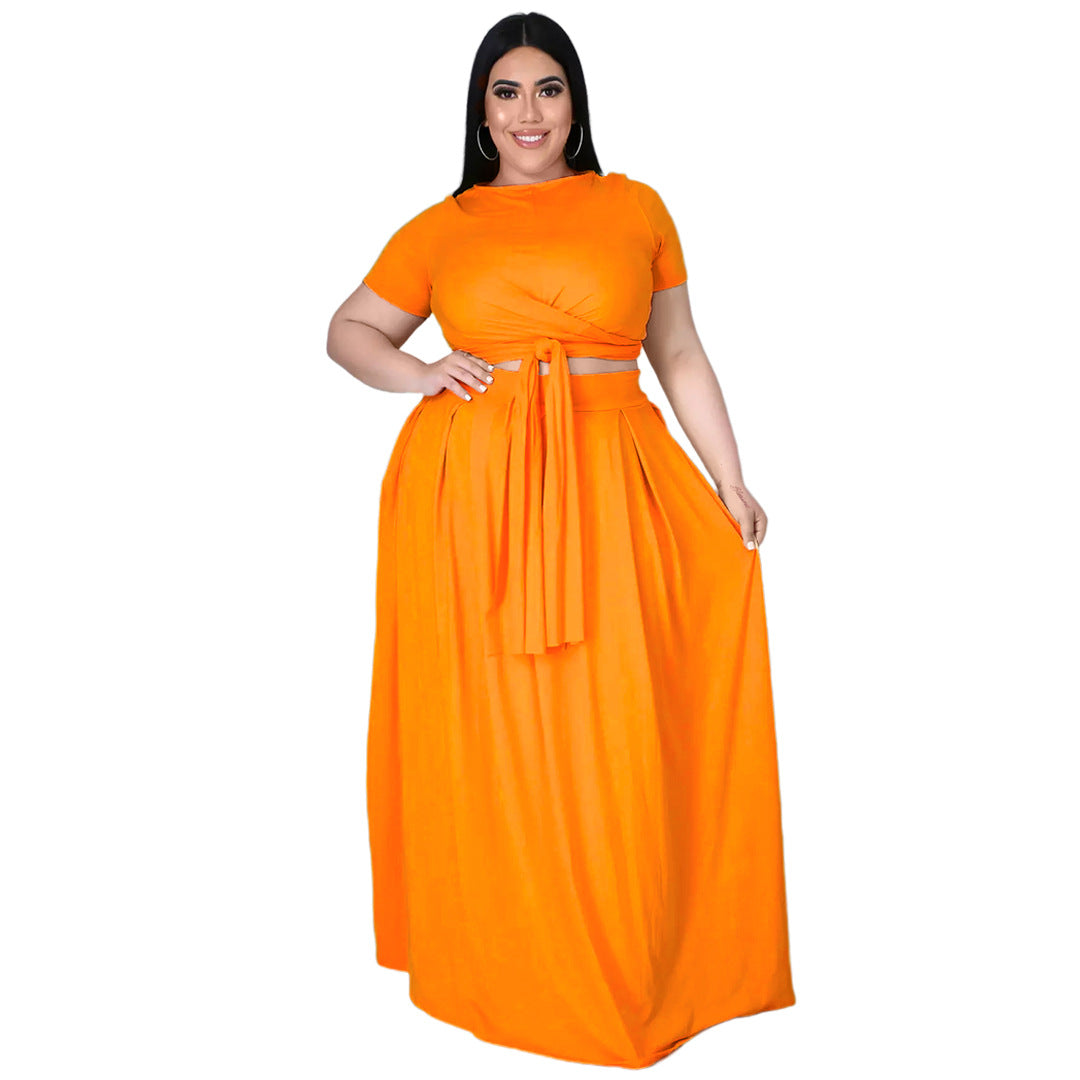 Curvy Solid Color Two-Piece Set