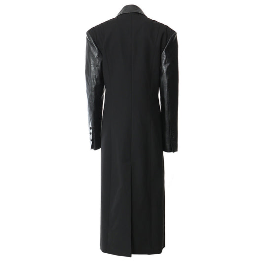 Plaid Leather Trench Coat