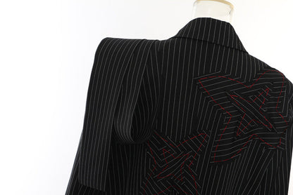 Striped Floral Long Blazer Coat