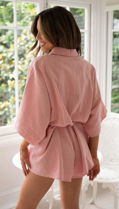 Polo Collar Mid Sleeve Romper