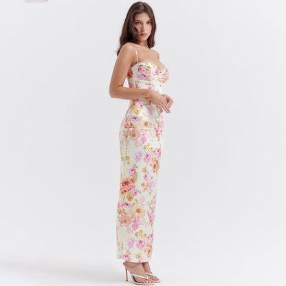 Printed Open Back Floral Dress