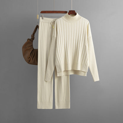 Mock Neck Sweater Set Solid