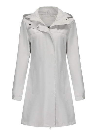 Solid Color Long Sleeve Windbreaker Coat