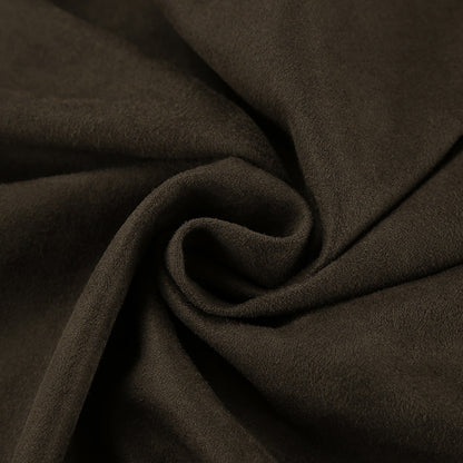 Brown Suede Long Sleeve Long Coat