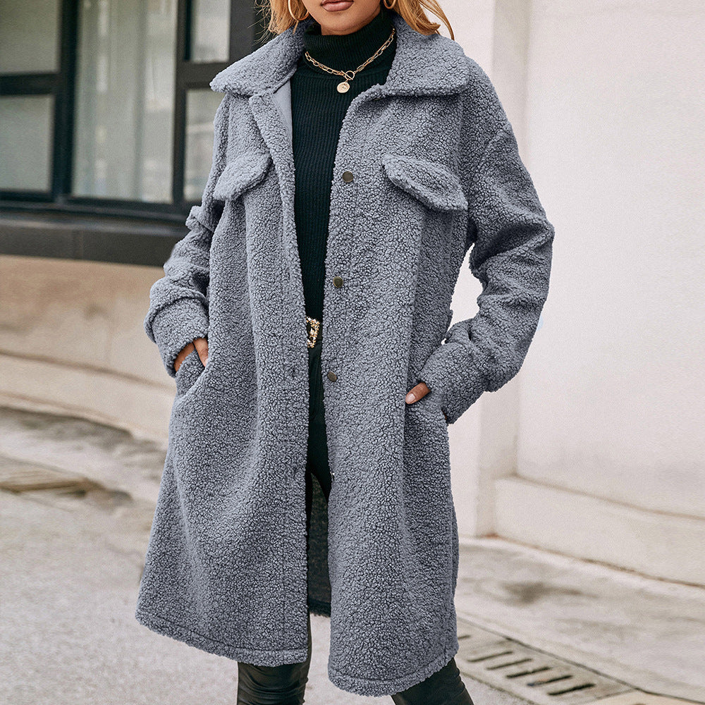 Woolen Plush Trench Coat Jacket