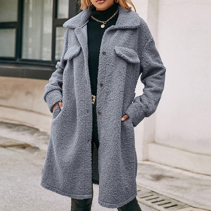 Woolen Plush Trench Coat Jacket