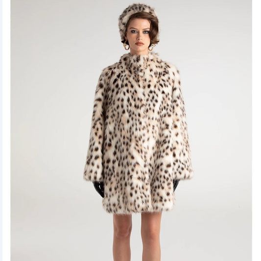 Faux Fur Tigercat Loose Trench Coat