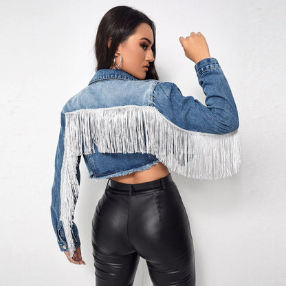 Kylie Tassel Fringe Denim Jacket