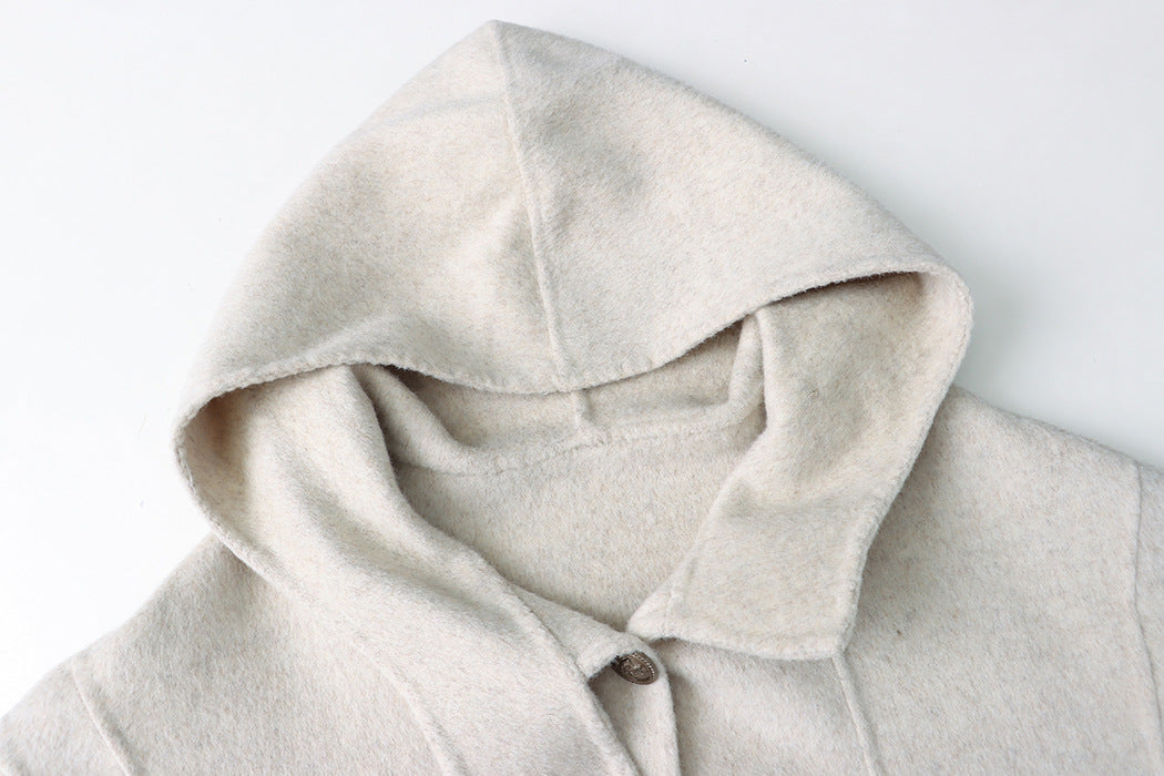 Woolen Hooded Cape Coat