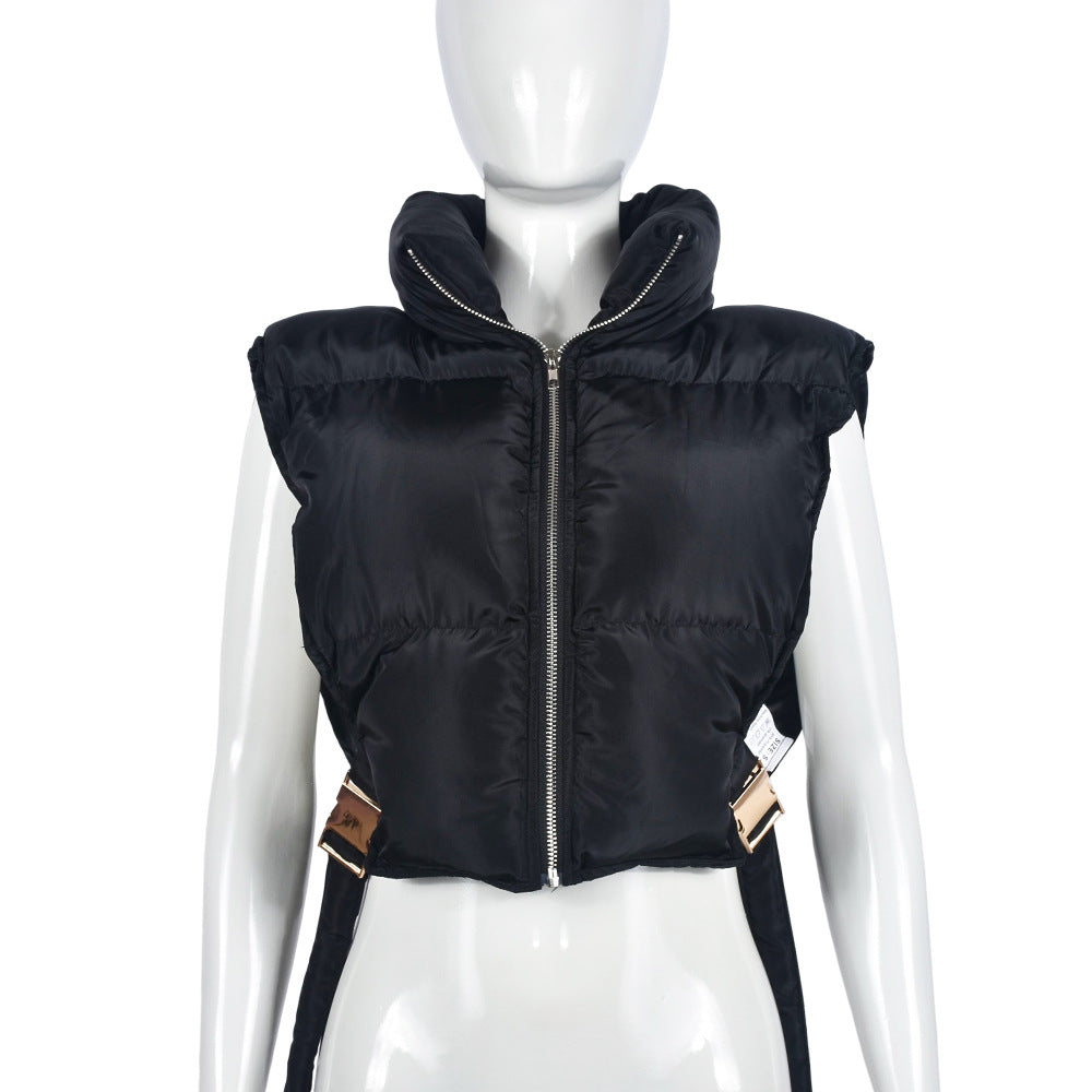 Cotton Padded Zipper Vest Coat