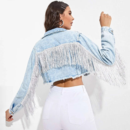 Kylie Tassel Fringe Denim Jacket