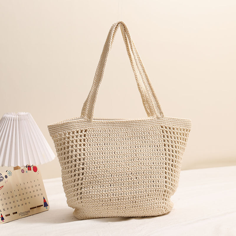 Cotton Thread Woven Bag Shoulder Natural