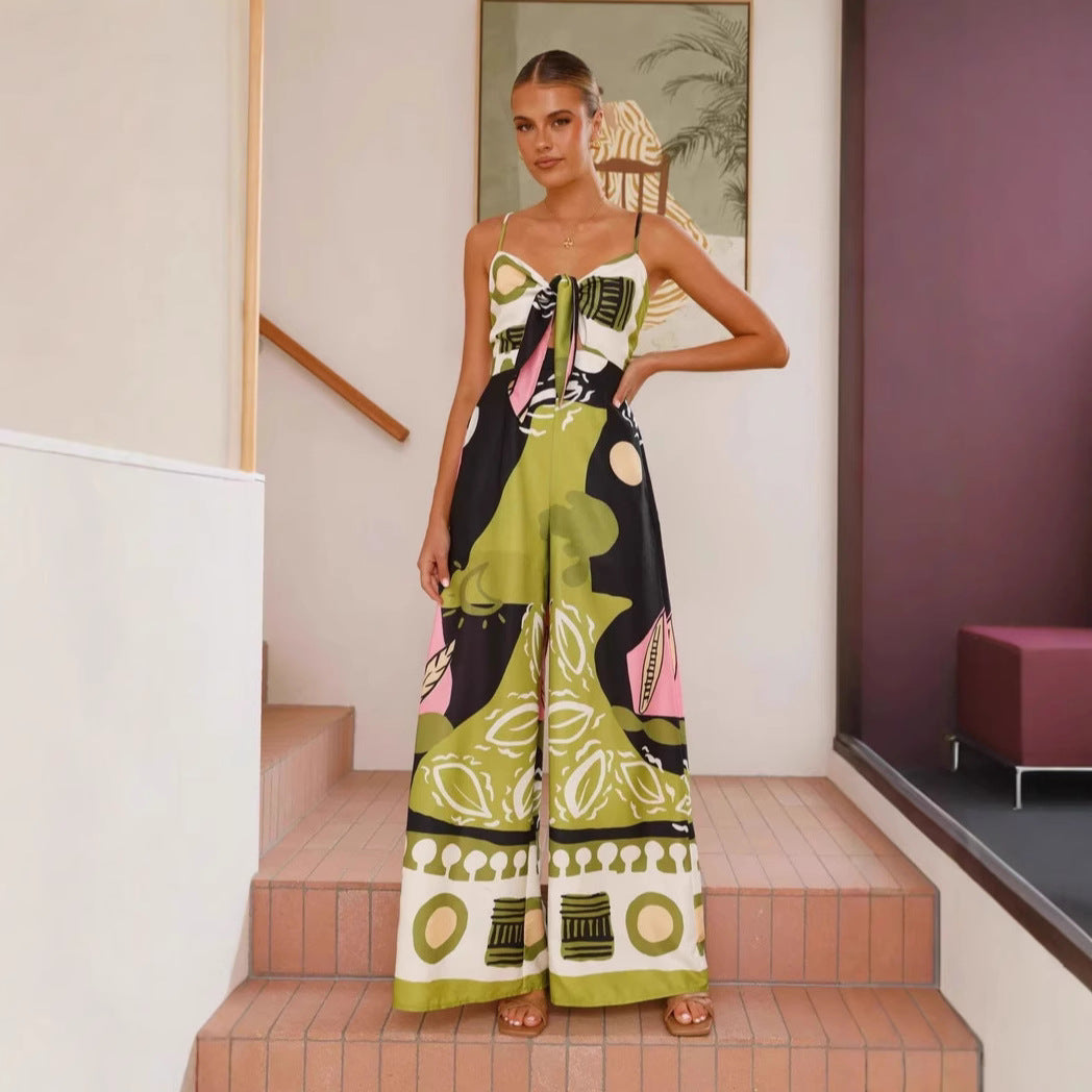 Sexy Print Wide Leg Jumpsuit Women