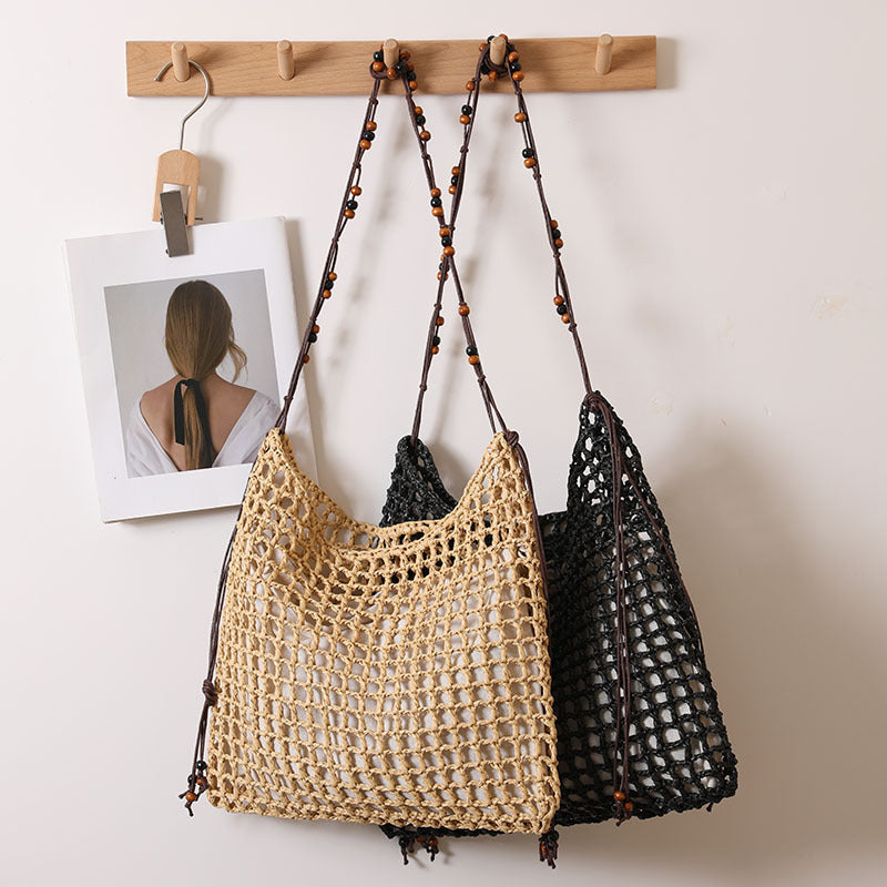 Casual Versatile Cotton Rope Cutout Rope Shoulder Bag
