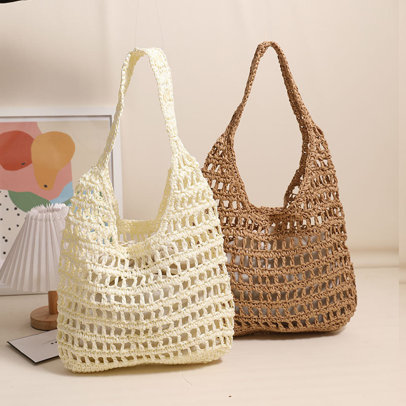 Crochet Handmade Cutout Tote Beach Bag