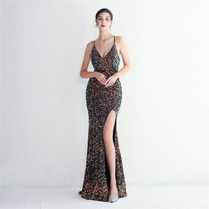 Velvet Bottom Sequined Dress