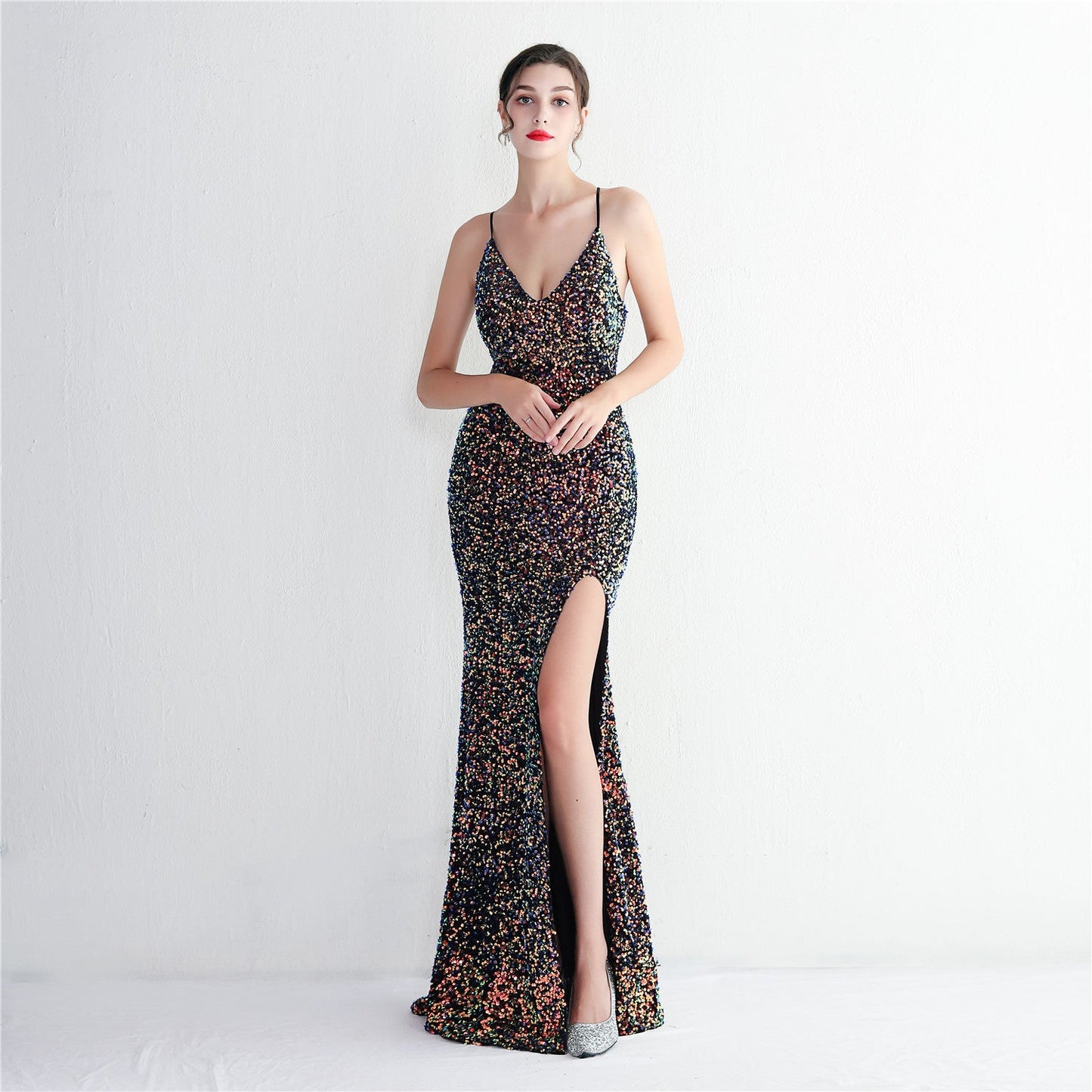 Velvet Bottom Sequined Dress