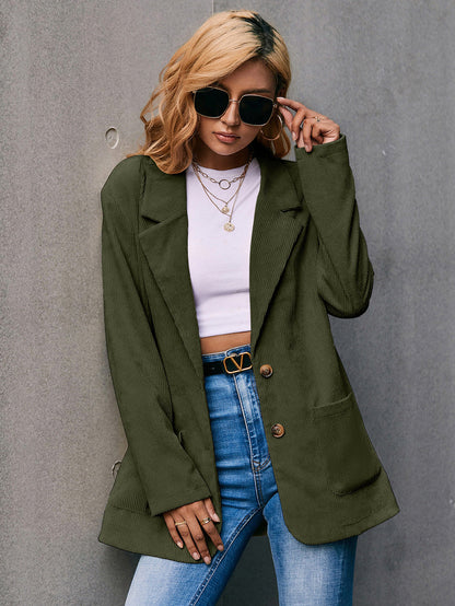 Corduroy Single-Breasted Blazer
