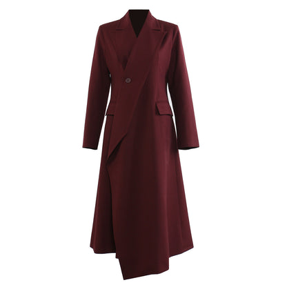 Angola Red Mid-Length Blazer Trench Coat