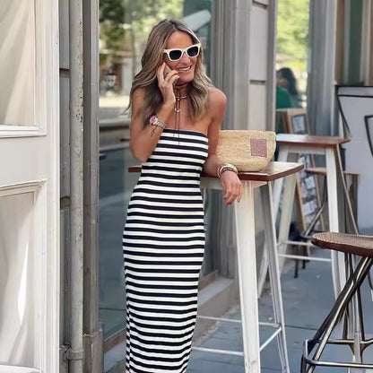 Striped Split Sheath Dress