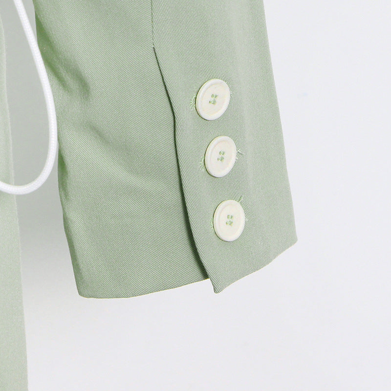 Matcha Green Slim Trench Coat Blazer