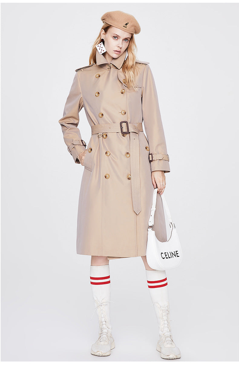 Solid Color Slim Fit Trench Coat