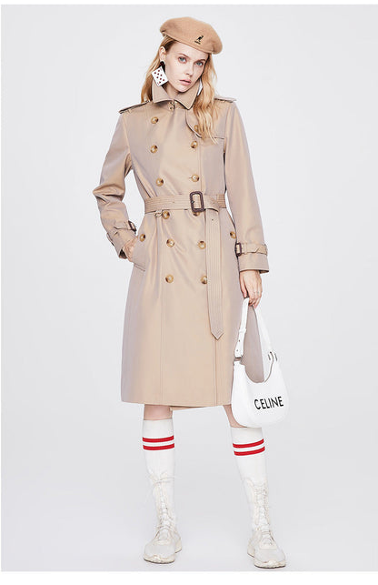 Solid Color Slim Fit Trench Coat