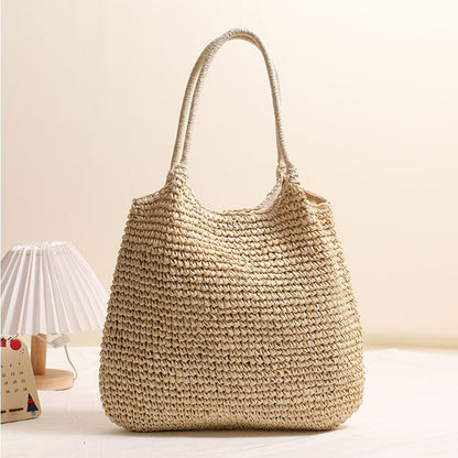 Large Capacity Tote Straw Bag Casual Shoulder Woven Bag