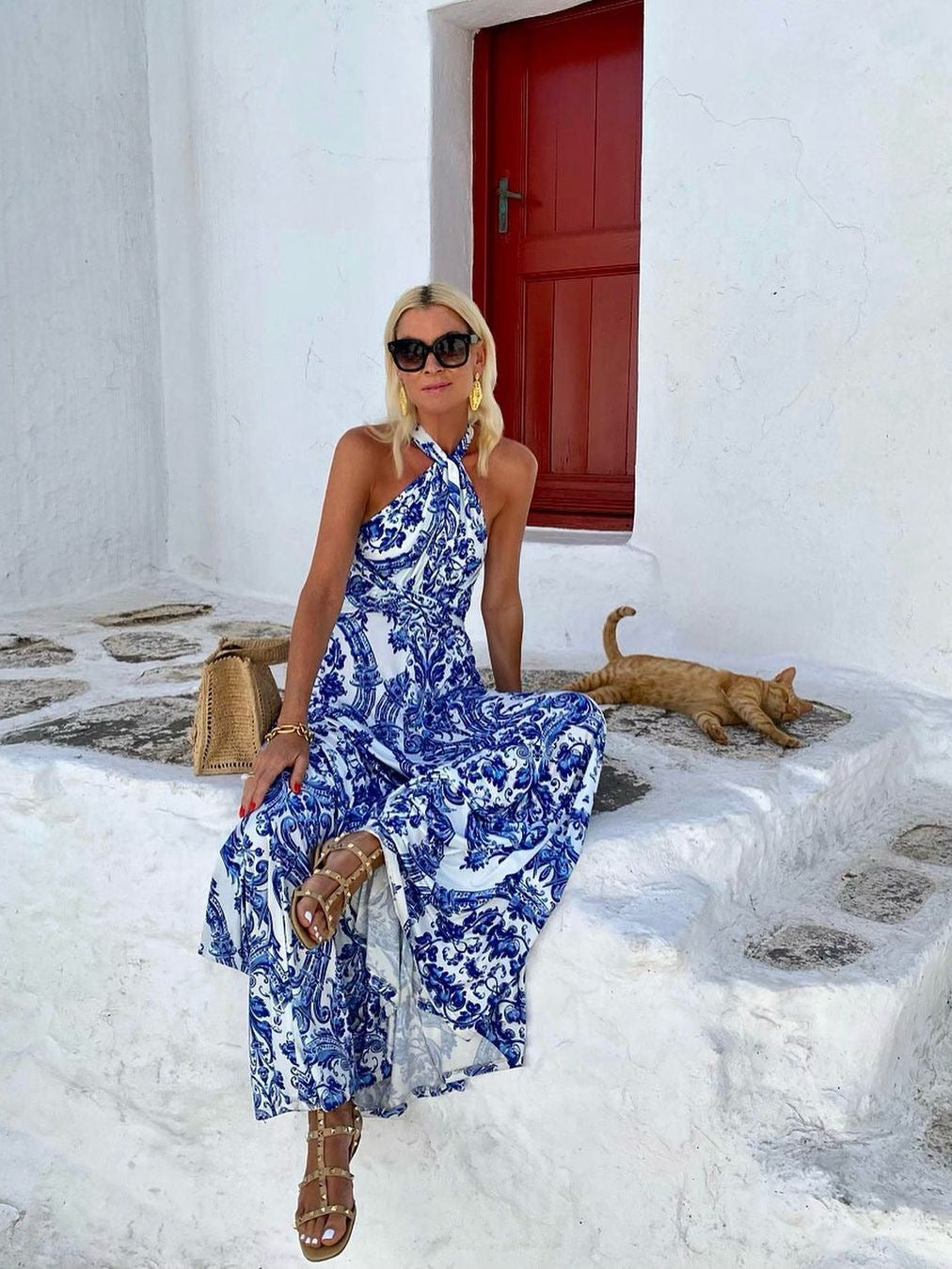 Backless Halter Maxi Dress