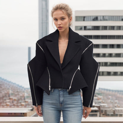 Zipper Asymmetric High-Grade Blazer