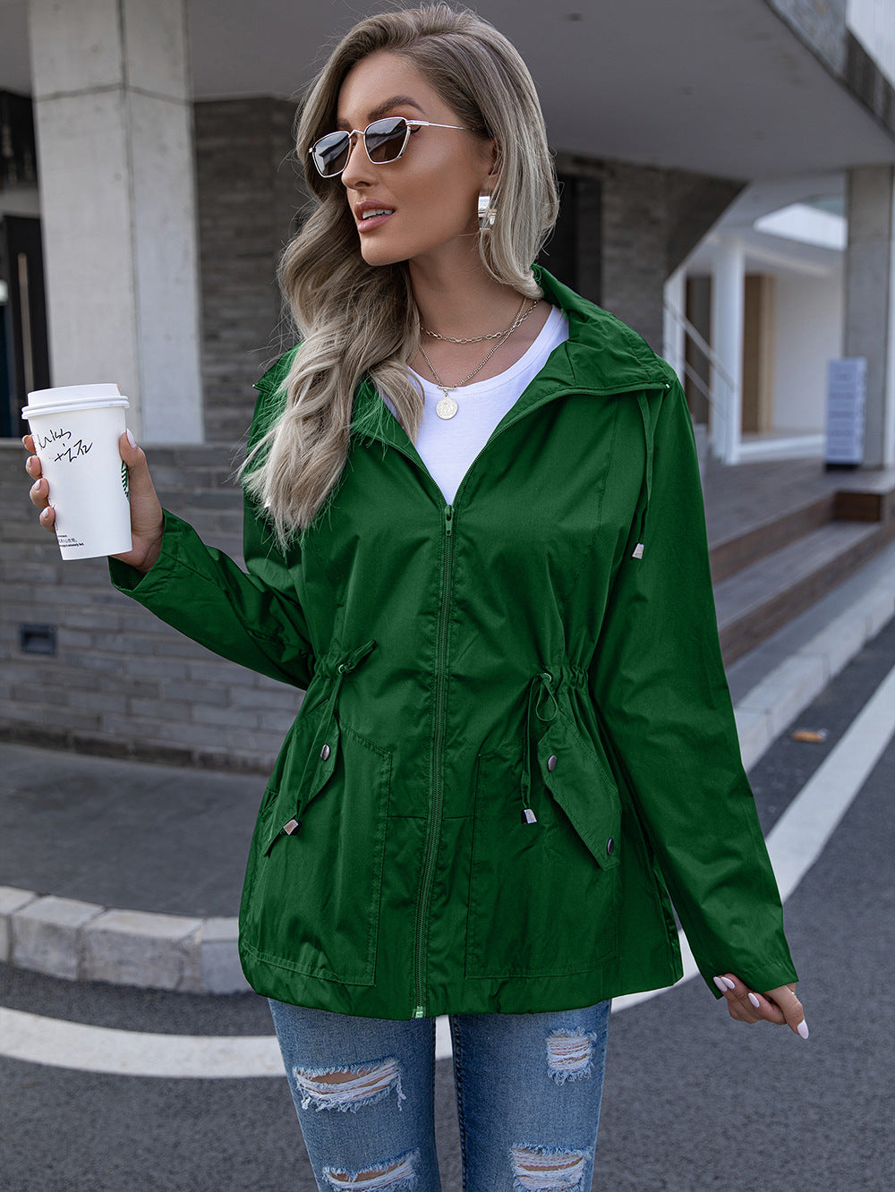 Mesh Breathable Rain Coat Hoodie