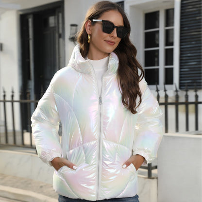 Shiny Hooded Thermal Puffer Jacket