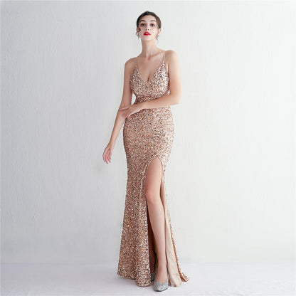 Velvet Bottom Sequined Dress
