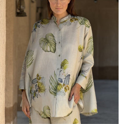Cotton Linen Printed Long Sleeve Set
