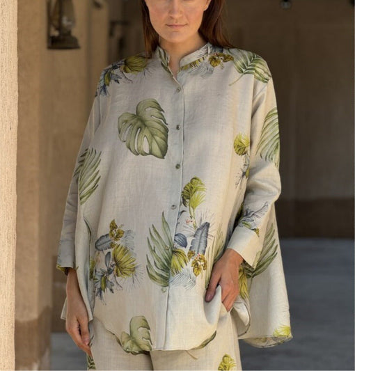 Cotton Linen Printed Long Sleeve Set