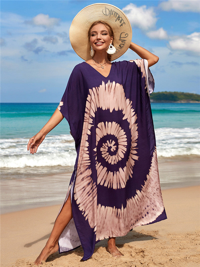 New Positioning Printing Beach Cover-up Sexy Cardigan Dress Beach Cover Up
