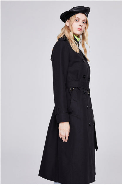 Solid Color Slim Fit Trench Coat