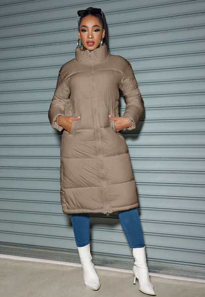 Solid Zipped Long Cotton Jacket