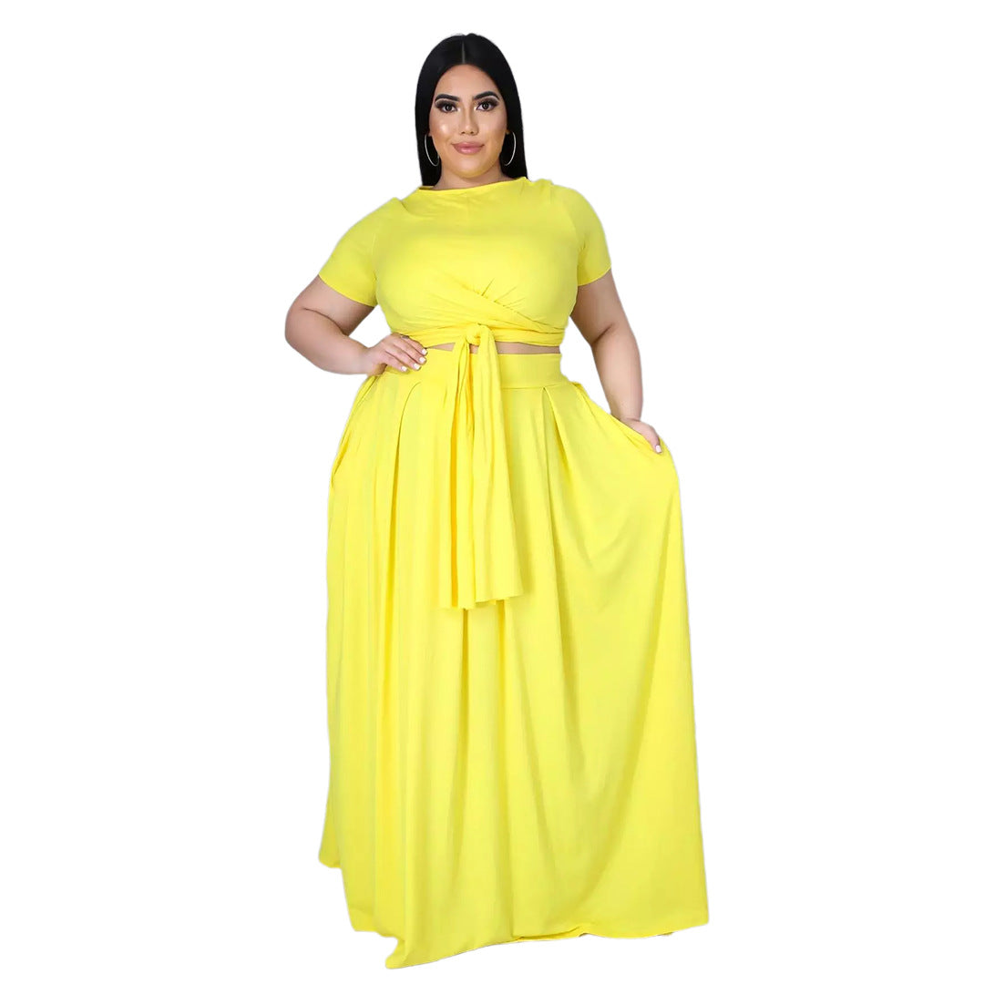 Curvy Solid Color Two-Piece Set