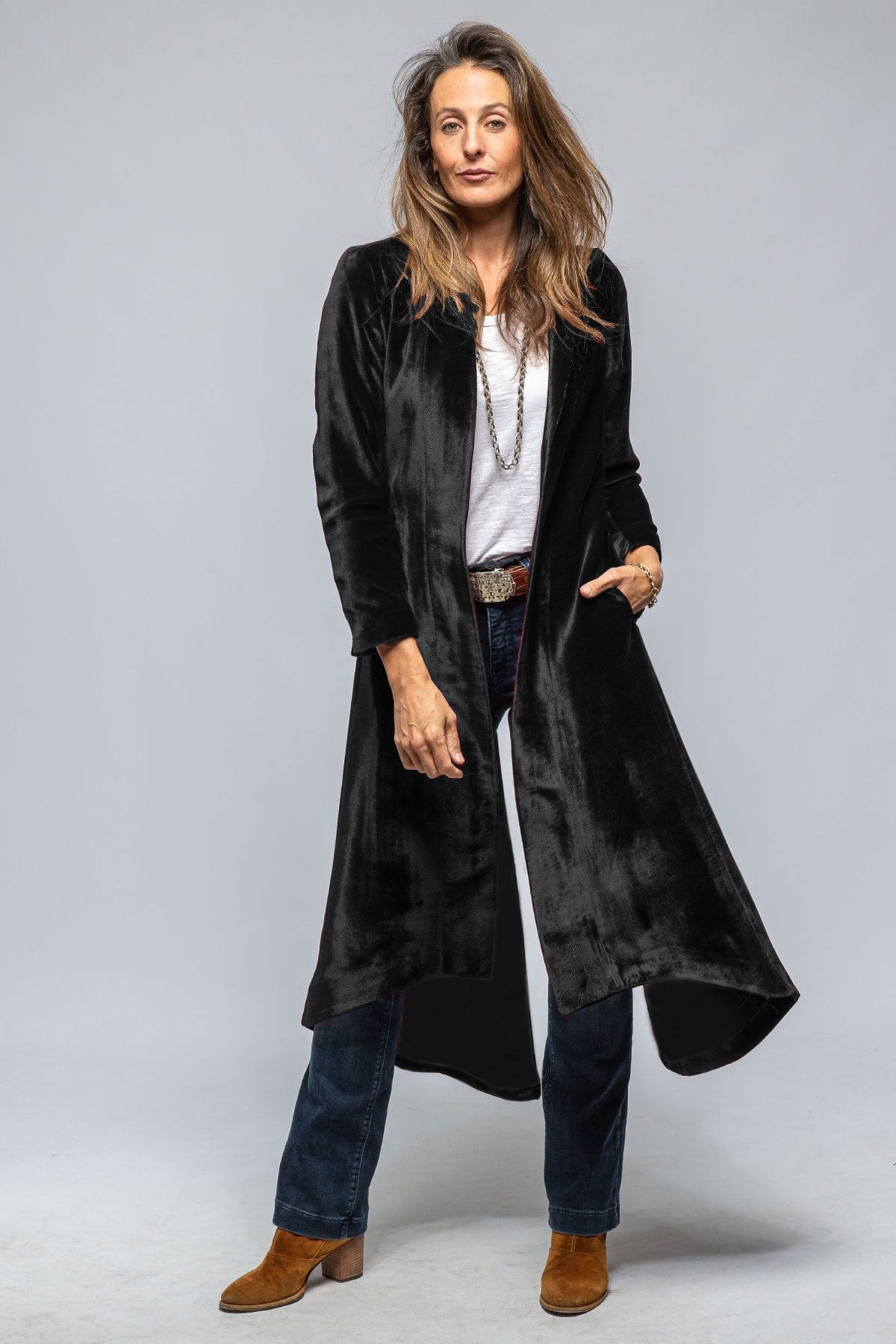 Velvet Long Split Long Coat