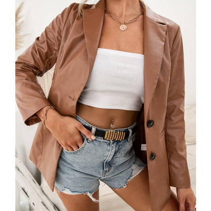 Faux Leather Slim Jacket