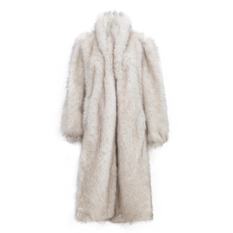 Raccoon Fur Loose Casual Long Coat