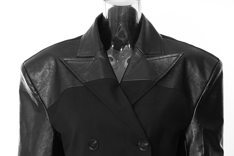 Plaid Leather Trench Coat