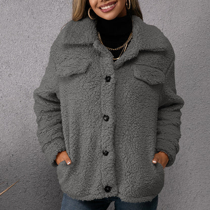 Plush Lamb Wool Trench Coat Jacket