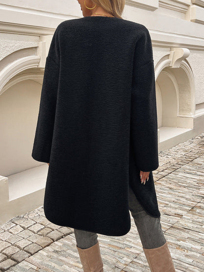 Casual Breasted Pocket Long Coat