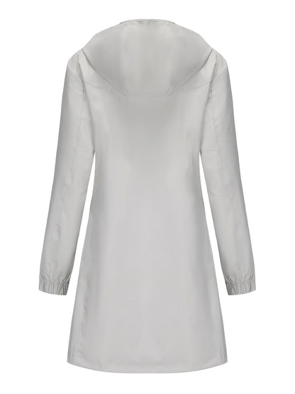 Solid Color Long Sleeve Windbreaker Coat