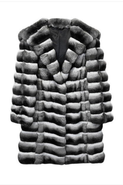 Artificial Mink Hooded Fur Coat