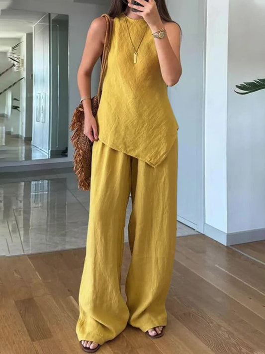 Irregular sleeveless casual two-piece set