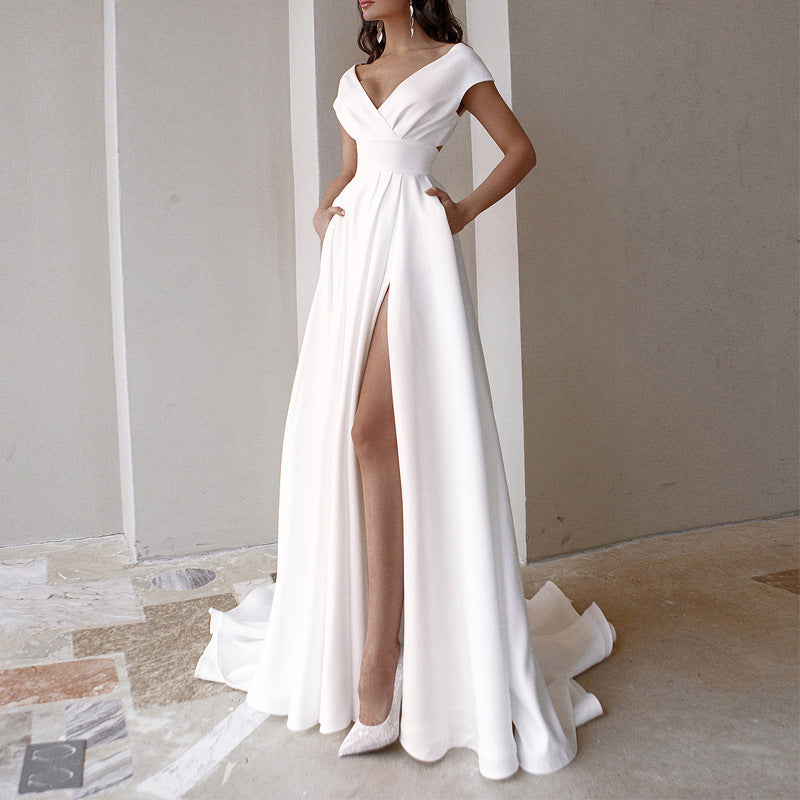 Melrose White Off Shoulder Elegant Gown
